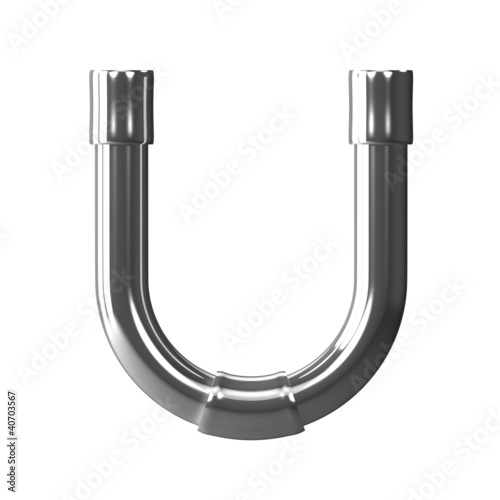 Illustration: 3d Silver Pipe Letter U 3d Silver Pipe Letter U