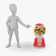 3d render of cartoon character with bubblegum machine