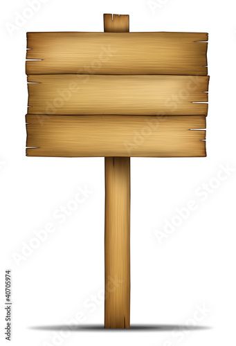 Illustration: Wooden Sign Board with pole Wooden Sign Board with pole
