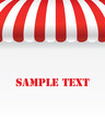 Red and white strip shop awning with space