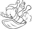 cat bobsledding black outline