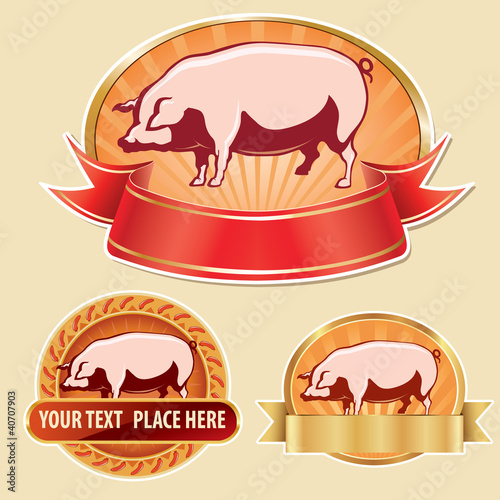 Vector: butcher label with pig butcher label with pig