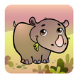 Friendly rhino in savanna