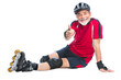 senior man inline skating