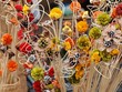 Artificial pretty colored flowers collection - background