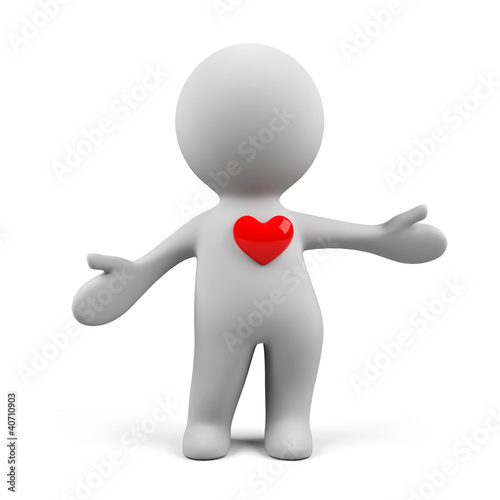 Illustration: 3d man in love isolated on a white. 3d man in love isolated on a white.
