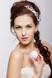 retro girl with marshmallow