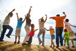 big family party on the beach