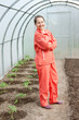 Woman is  in hothouse