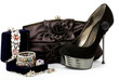 Sexy fashionable shoe, handbag with jewelry
