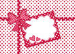 Red and white polka dot bow and ribbon with gift card