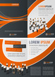 Orange and black template for advertising with business people