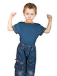 boy shows his muscles