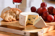 Still-life with blue cheese, grape and bread. Still-life with blue cheese, grape and bread.