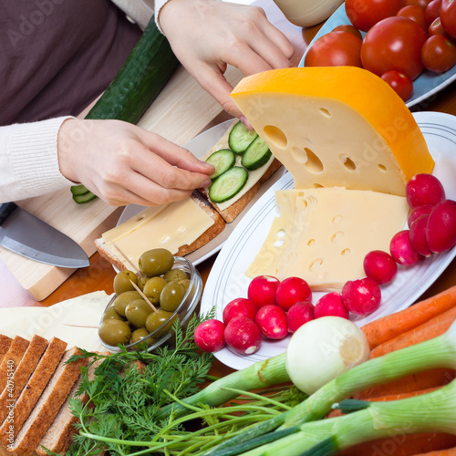 Photo: Vegetarian sandwiches preparation Vegetarian sandwiches preparation
