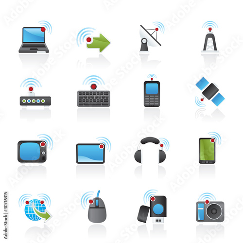 Vector: wireless and technology icons - vector icon set wireless and technology icons - vector icon set