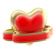 Shiny heart symbol with ribbon isolated