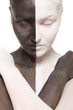 portrait of woman in black and white make-up portrait of woman in black and white make-up