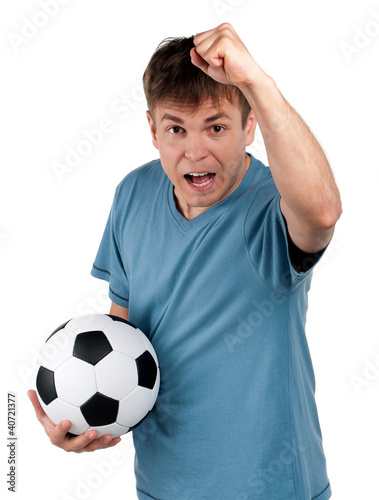 Foto: Man with classic soccer ball Man with classic soccer ball