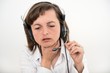 Il business woman with throat pain Il business woman with throat pain