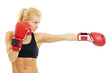 Foto: boxer woman with red boxing gloves boxer woman with red boxing gloves