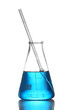 Test-tube with blue liquid isolated on white