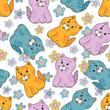 amusing kitten seamless pattern