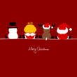 Santa, Angel, Reindeer & Snowman Red