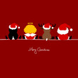 Santa, Angel, Reindeer & Penguin Red