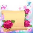 Rolled parchment and roses Rolled parchment and roses