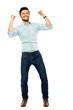 Successful businessman with clenched fists