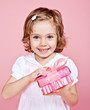Happy girl with present Happy girl with present