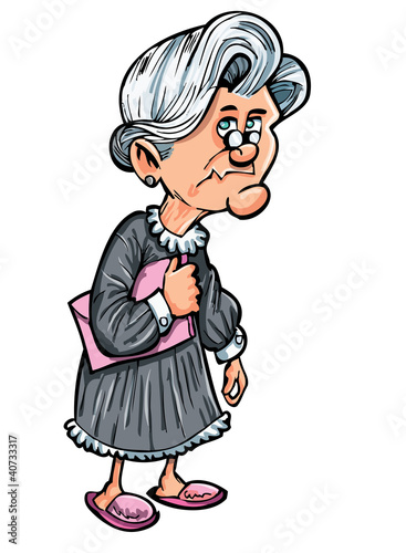 Vector: Cartoon old lady with handbag Cartoon old lady with handbag
