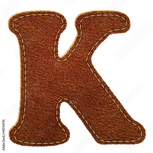 Vector: Leather alphabet. Leather textured letter K Leather alphabet. Leather textured letter K