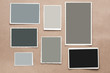 Photo: Set old, blank picture on gray cardboard background Set old, blank picture on gray cardboard background