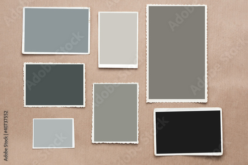 Photo: Set old, blank picture on gray cardboard background Set old, blank picture on gray cardboard background