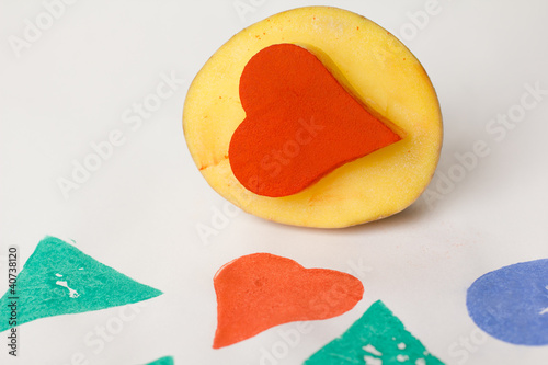 Foto: Kartoffeldruck Stempel Bunt Kartoffeldruck Stempel Bunt
