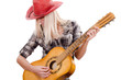 Foto: The beautiful girl in a cowboy's hat isolated The beautiful girl in a cowboy's hat isolated