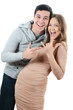 Beautiful young pair on white background