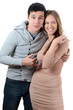 Beautiful young pair on white background