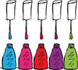 Sketch of Colorful nail polish. Vector illustration
