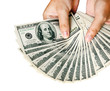 Dollars in hands of the man