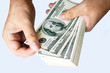 Dollars in hands of the man