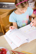 girl going homework