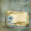Vintage background with old card and  flower