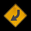 Curve sign on black background