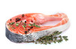 Red fish with spise and thyme isolated on white