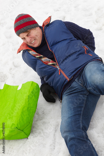 Photo: Man Slipped And Injured Back On Icy Street Man Slipped And Injured Back On Icy Street