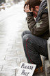 Photo: Homeless Young Man Begging In Street Homeless Young Man Begging In Street