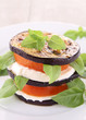 grilled aubergine,tomato and mozzarella
